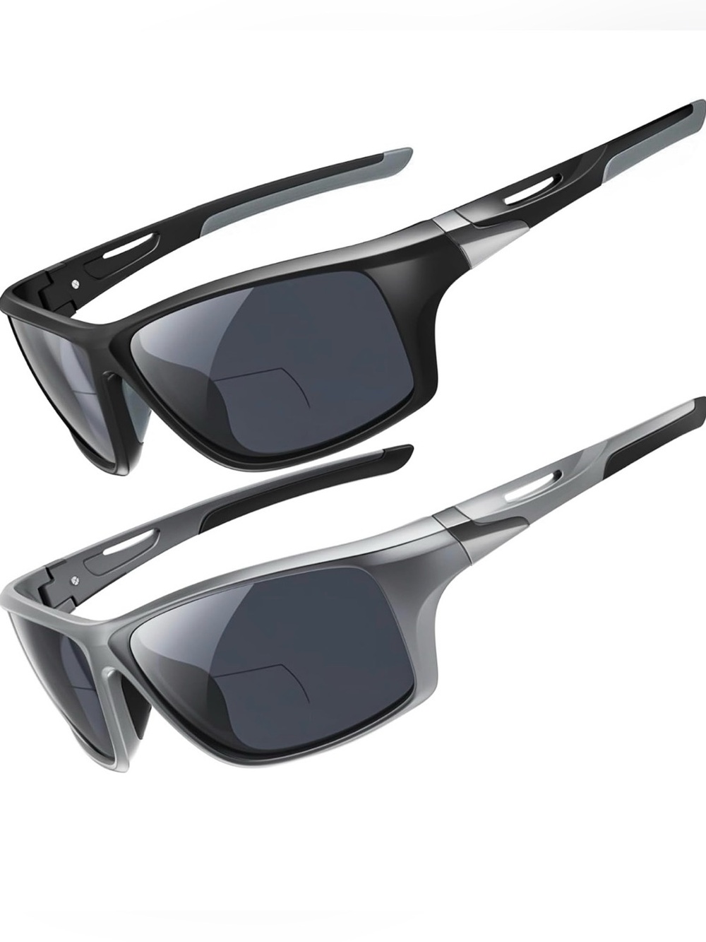 2Pcs Bifocal Reading Sunglasses UV400- Black/Gray (2.25)